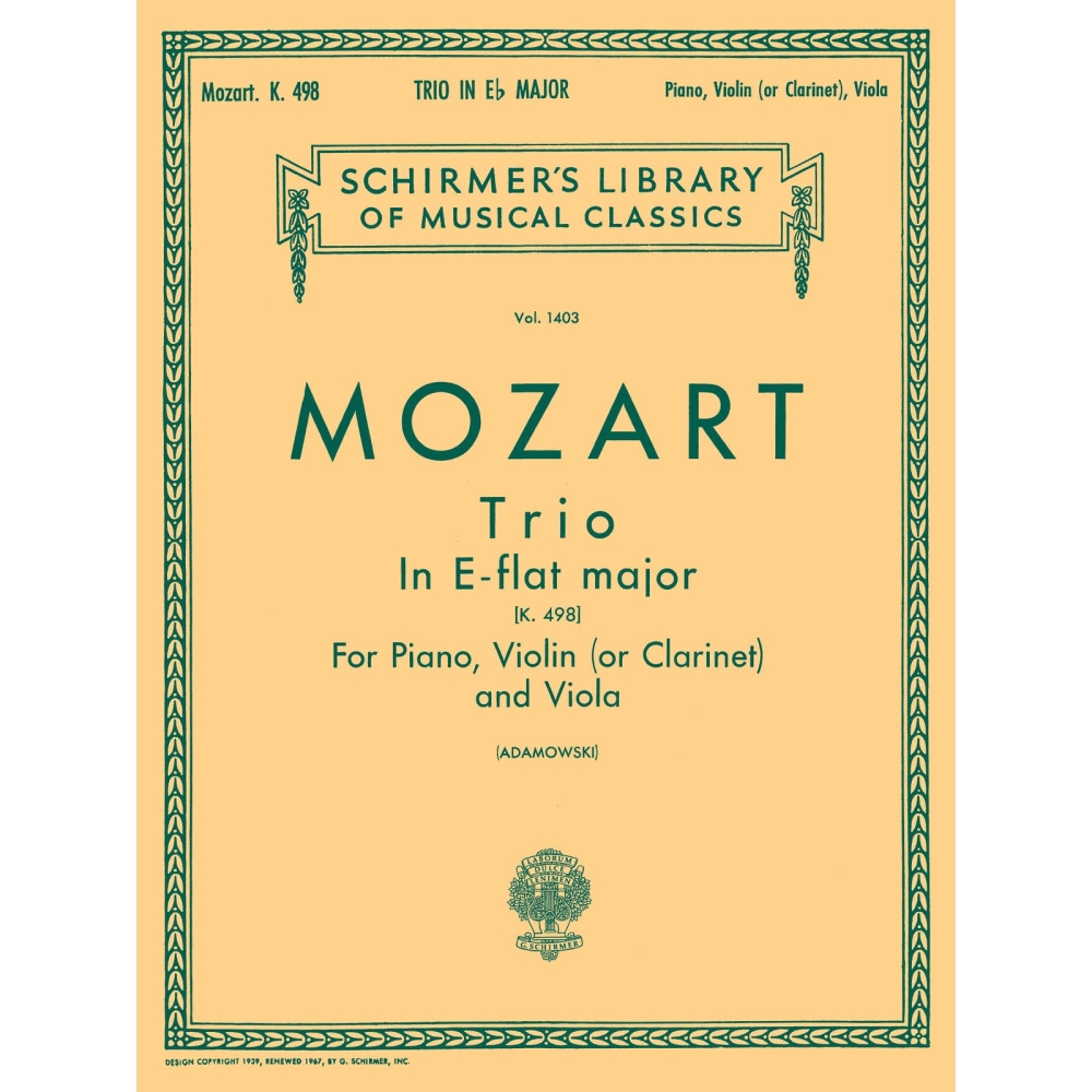 Mozart, Wolfgang Amadeus - Trio No. 7 in E Flat, K.498