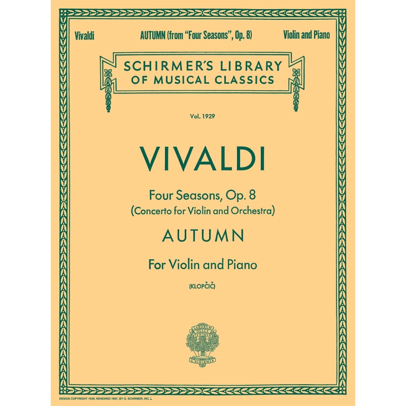 Vivaldi, Antonio - Schirmer Library of Classics Volume 1929
