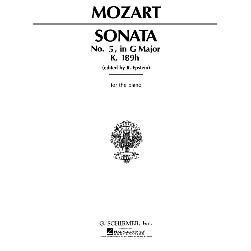 Mozart, Wolfgang Amadeus - Sonata No. 5 in G Major K189H/283