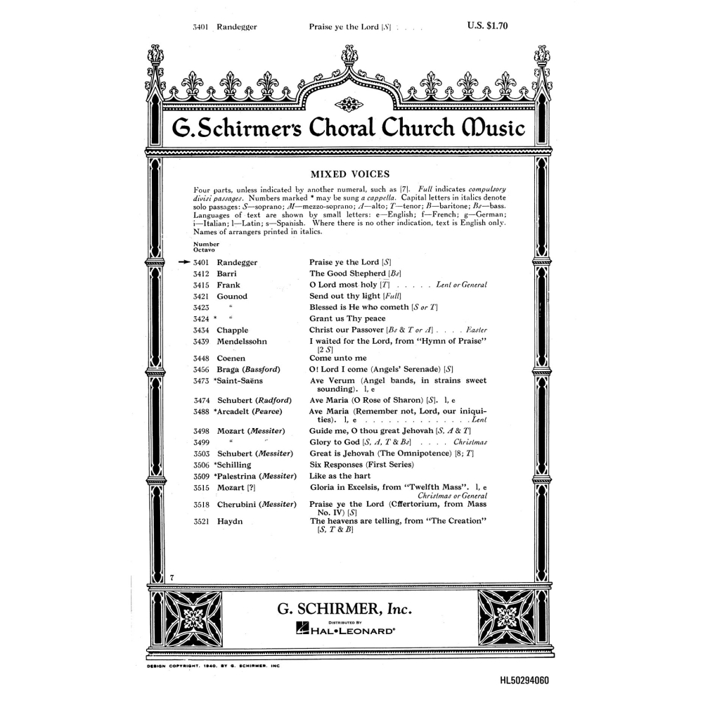 Randegger, Alberto - Praise Ye the Lord (Psalm 150)