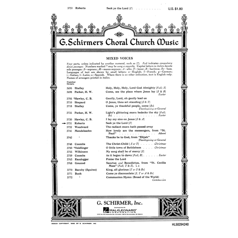 Roberts, J. Varley - Seek Ye the Lord