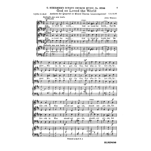 Stainer, John - God So...