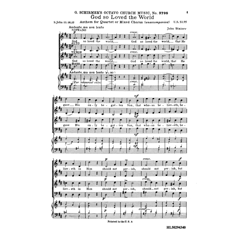 Stainer, John - God So Loved the World