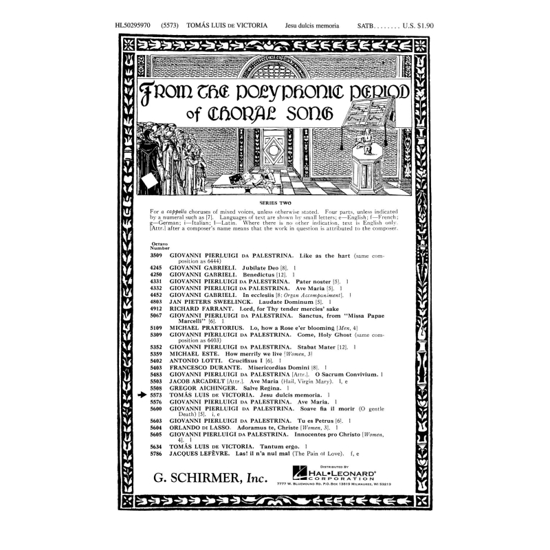 Victoria, Tomás Luis - Jesu Dulcis Memoria Latin With Organ