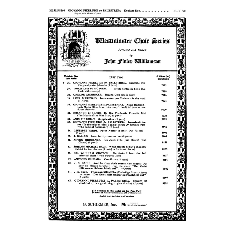 Palestrina, Giovanni Pierluigi - Exultate Deo Sing And Praise Jehovah