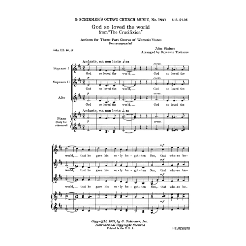 Stainer, John - God So...