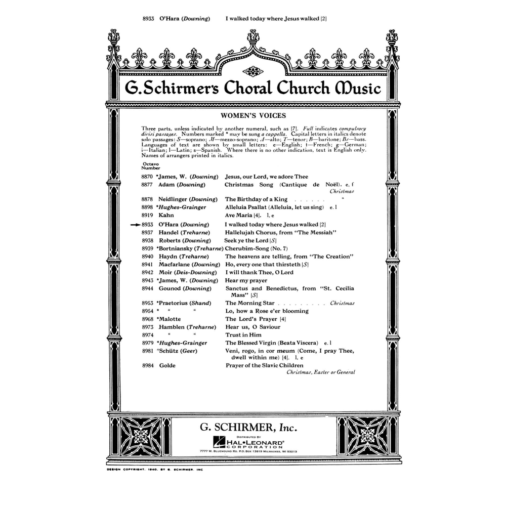 O'Hara, Geoffrey - I Walked Today Where Jesus Walked