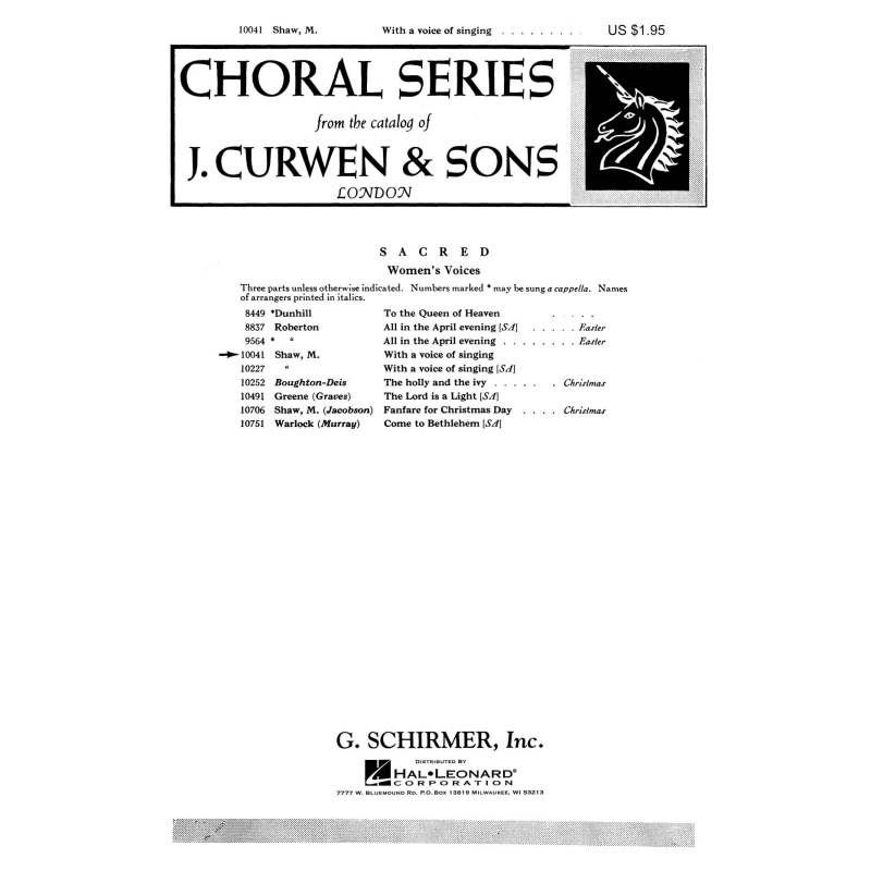 Shaw, M. - With A Voice Of Singing