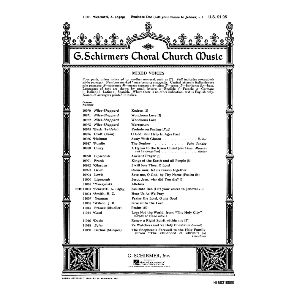 Scarlatti, Alessandro - Exultate Deo (Life Your Voices to Jehovah)