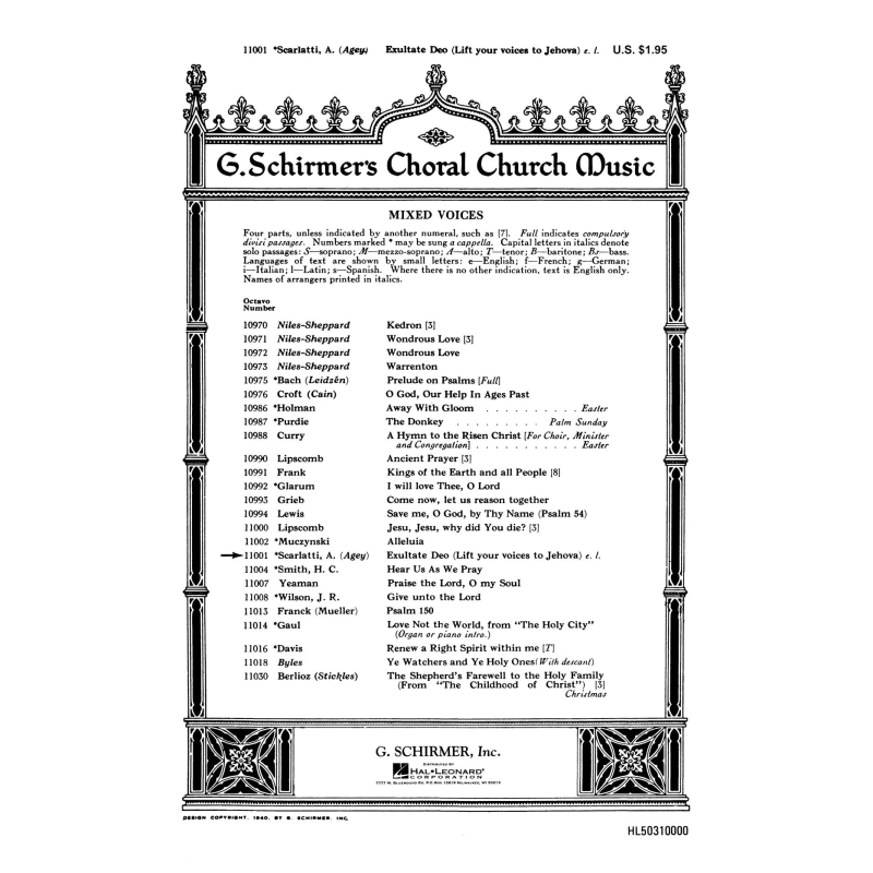 Scarlatti, Alessandro - Exultate Deo (Life Your Voices to Jehovah)