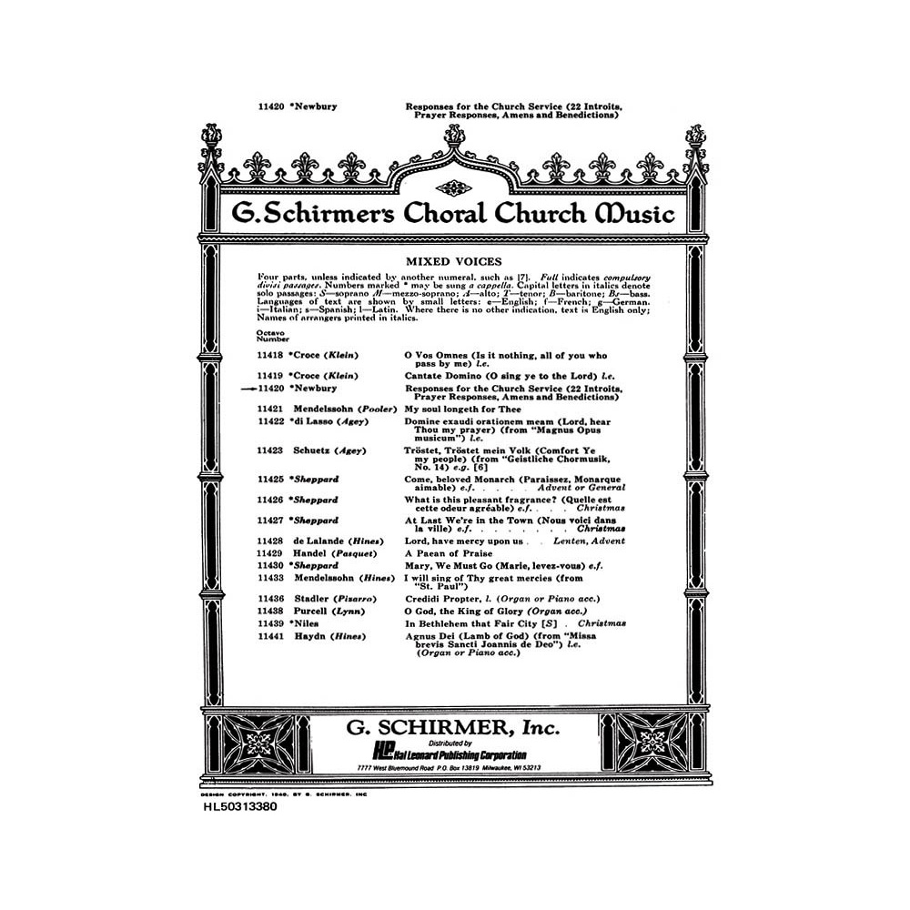 Newbury, Kent A. - Responses For Church Services