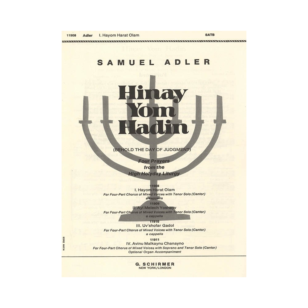 Adler, S. - Hayom Harat Olam A Cappella W/Tenor Solo(Cantor)