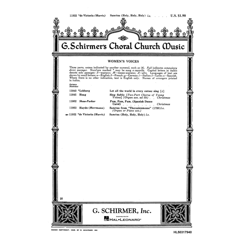 Victoria, Tomás Luis - Sanctus (Holy Holy Holy)