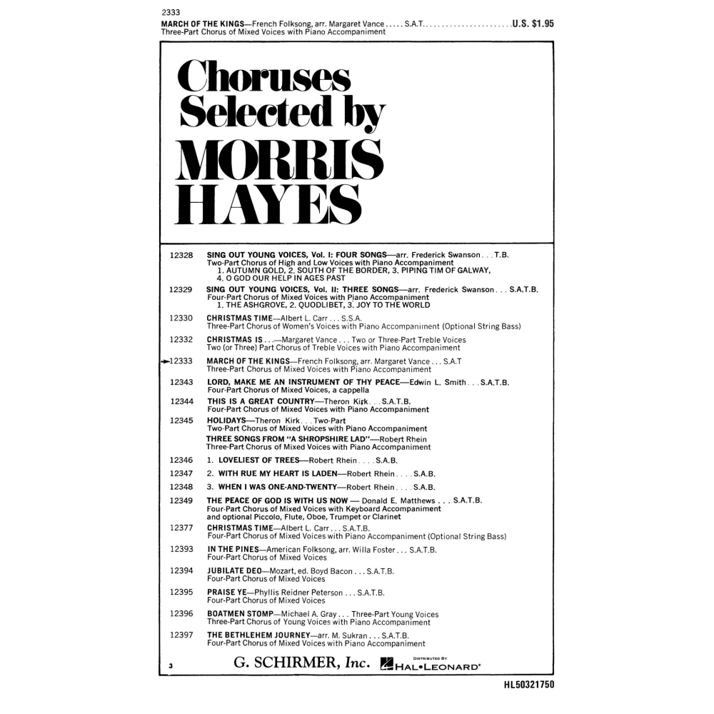 Traditional - March Of The Kings SATB/Pno French Folksong