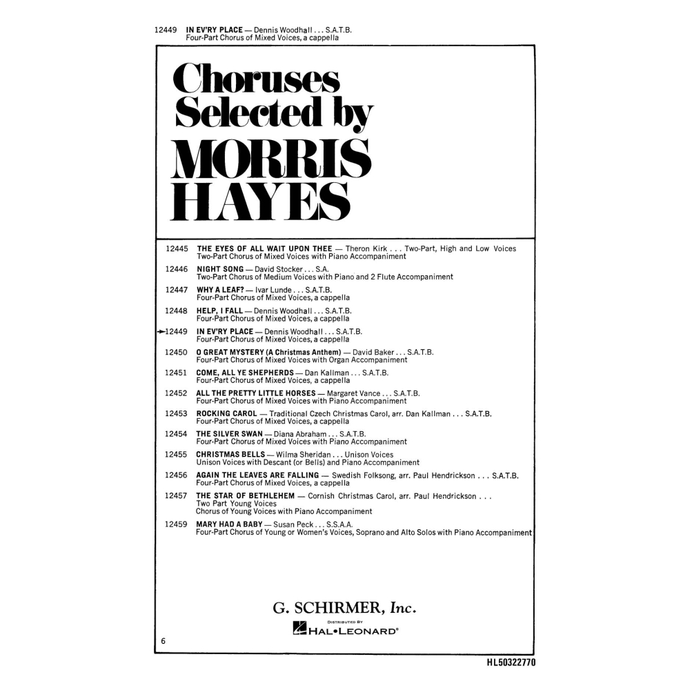 Morley, Thomas - In Ev Ry Place A Cappella