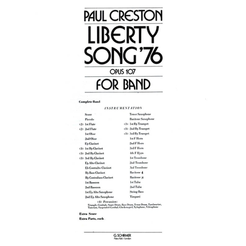 Creston, Paul - Liberty Song '76 Op107 Bd Extra Sc