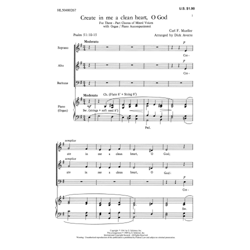 Mueller, Carl F. - Create In Me Clean Heart O God