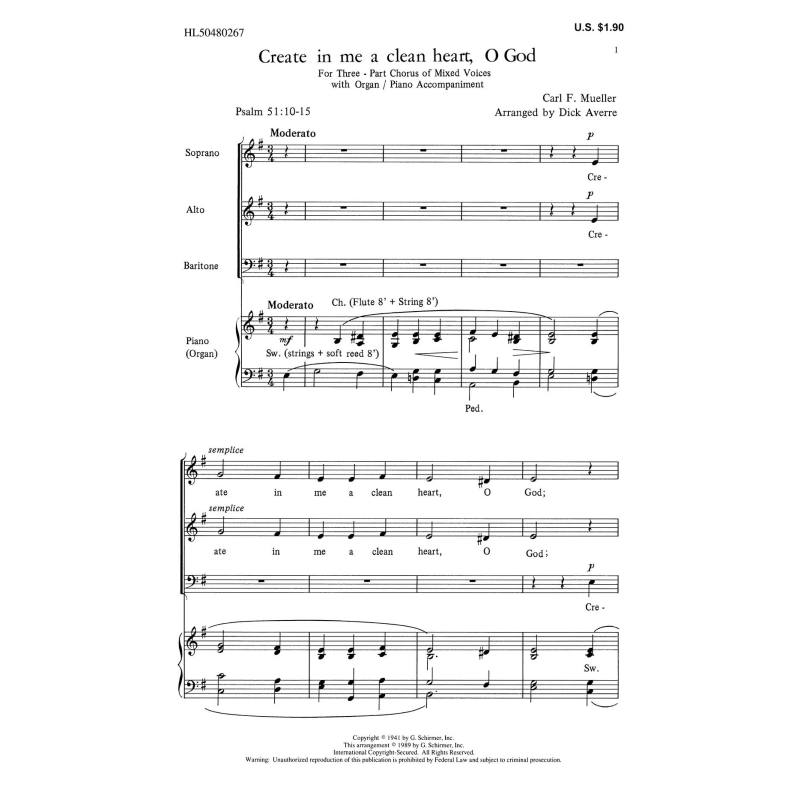 Mueller, Carl F. - Create In Me Clean Heart O God