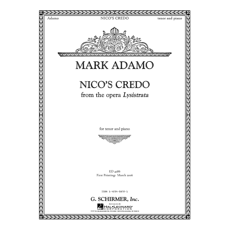 Adamo, Mark - Nico's Credo from Lysistrata