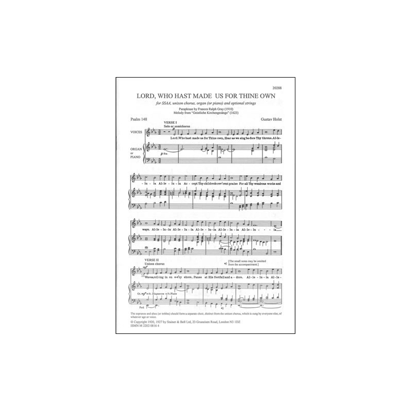 Holst, Gustav - Lord, who hast made us for thine own. Psalm 148