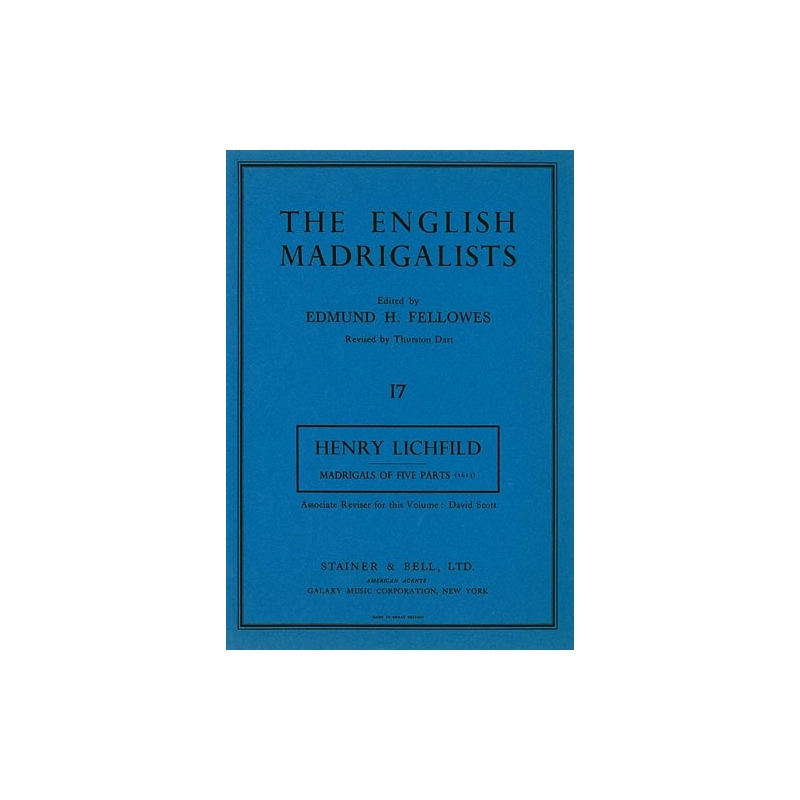 Lichfild, Henry - First Set of Madrigals of Five Parts (1613)
