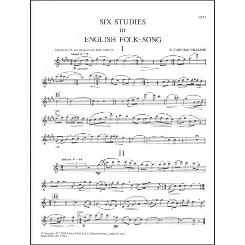 Williams, V. - Six Studies in English Folksong, Eb Saxophone edition