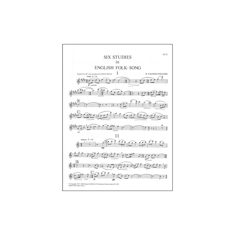 Williams, V. - Six Studies in English Folksong, Eb Saxophone edition