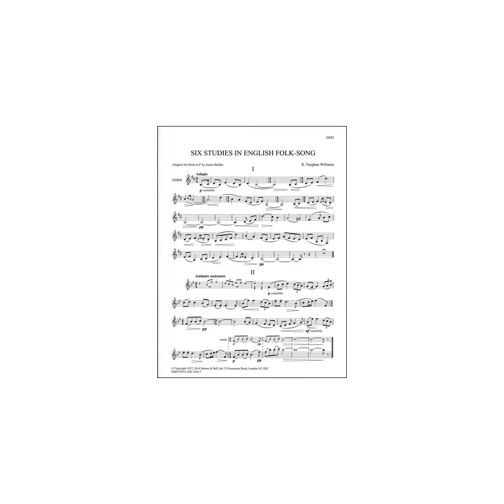 Vaughan Williams, Ralph - Six Studies in English Folk-Song. Horn in F