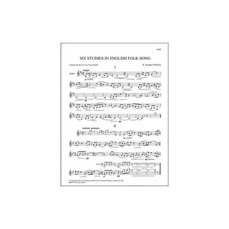 Vaughan Williams, Ralph - Six Studies in English Folk-Song. Horn in F
