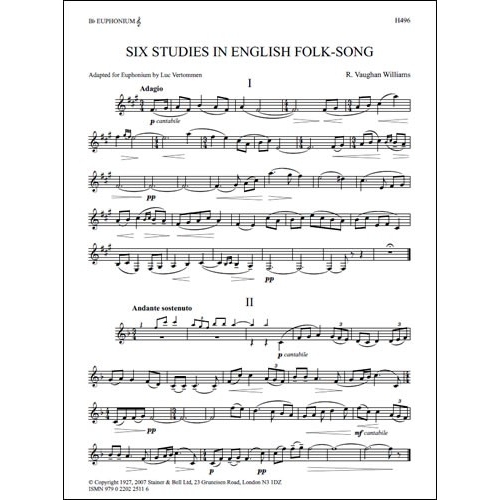 Vaughan Williams, Ralph - Six Studies in English Folk Song for Euphonium