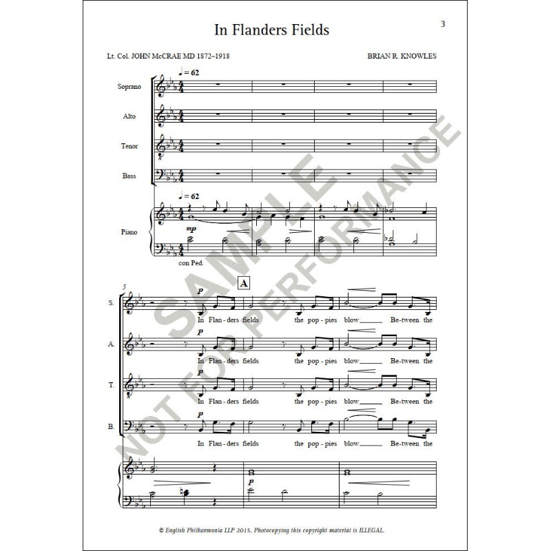 Knowles, Brian - In Flanders Fields (SATB)