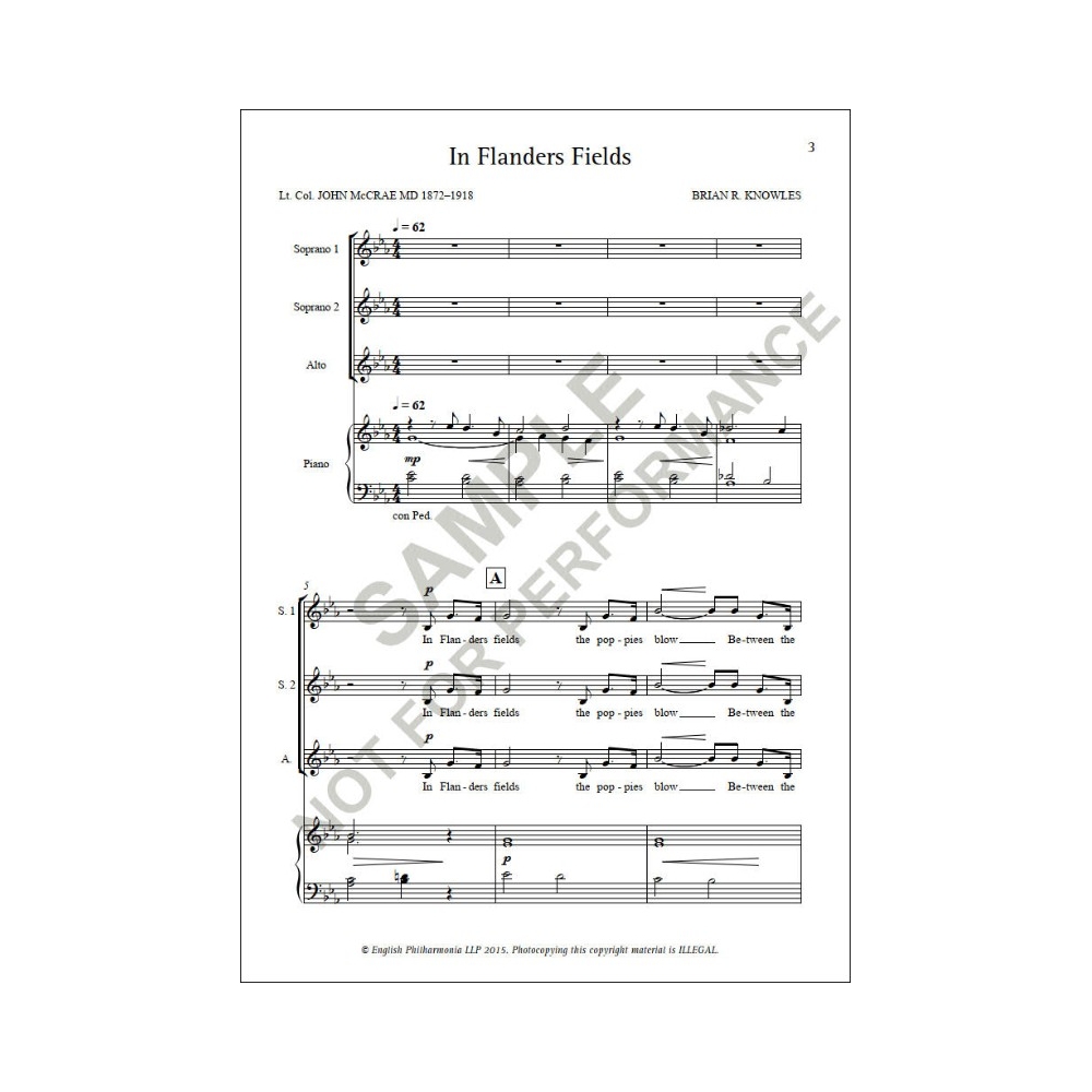 Knowles, Brian - In Flanders Fields (SSA)