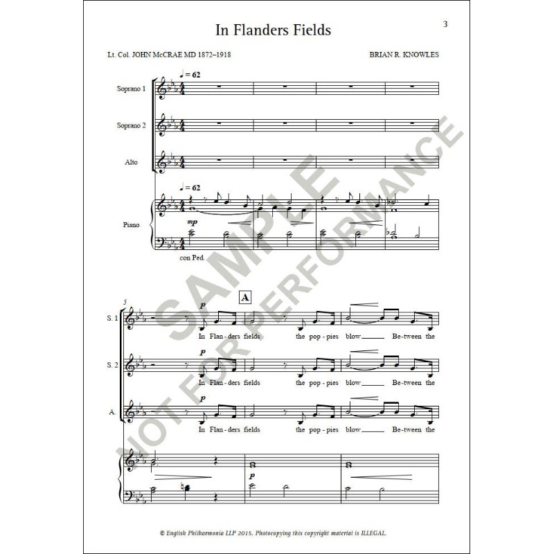 Knowles, Brian - In Flanders Fields (SSA)