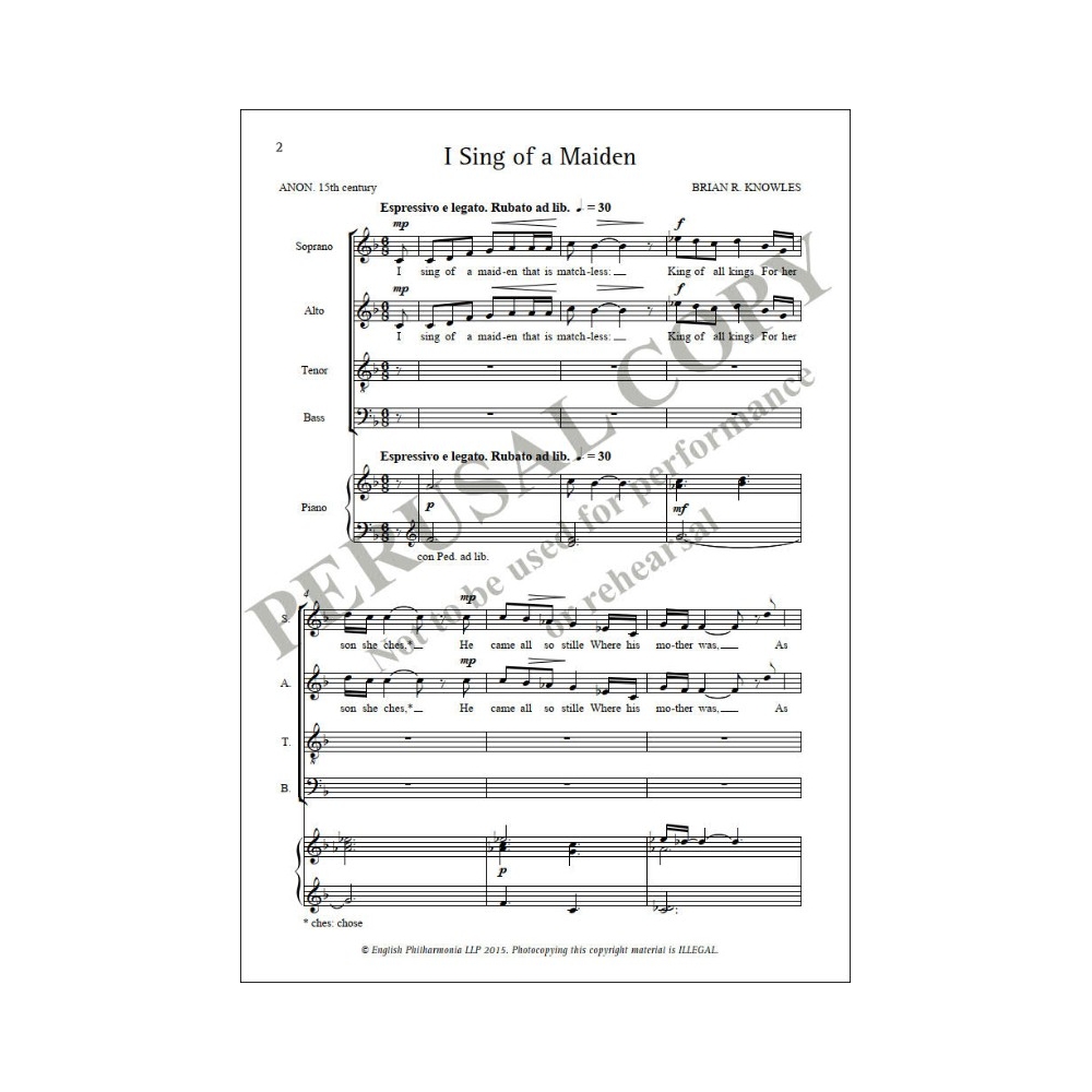 Knowles, Brian - I Sing of a Maiden (SATB)