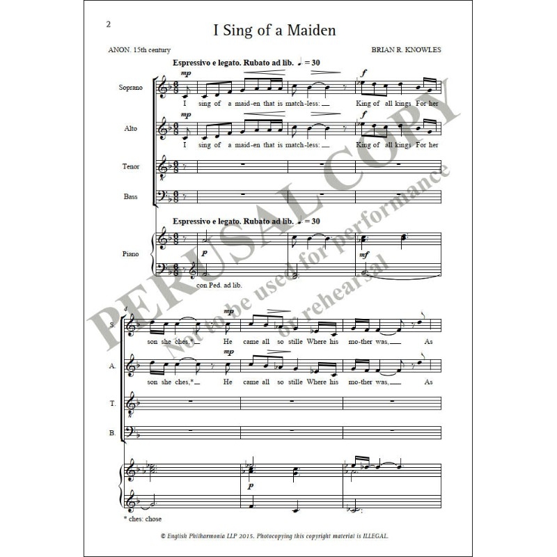 Knowles, Brian - I Sing of a Maiden (SATB)