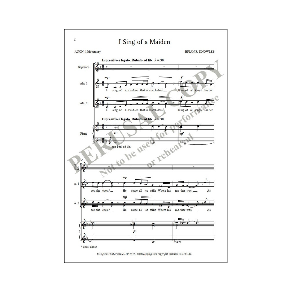 Knowles, Brian - I Sing of a Maiden (SSAA)