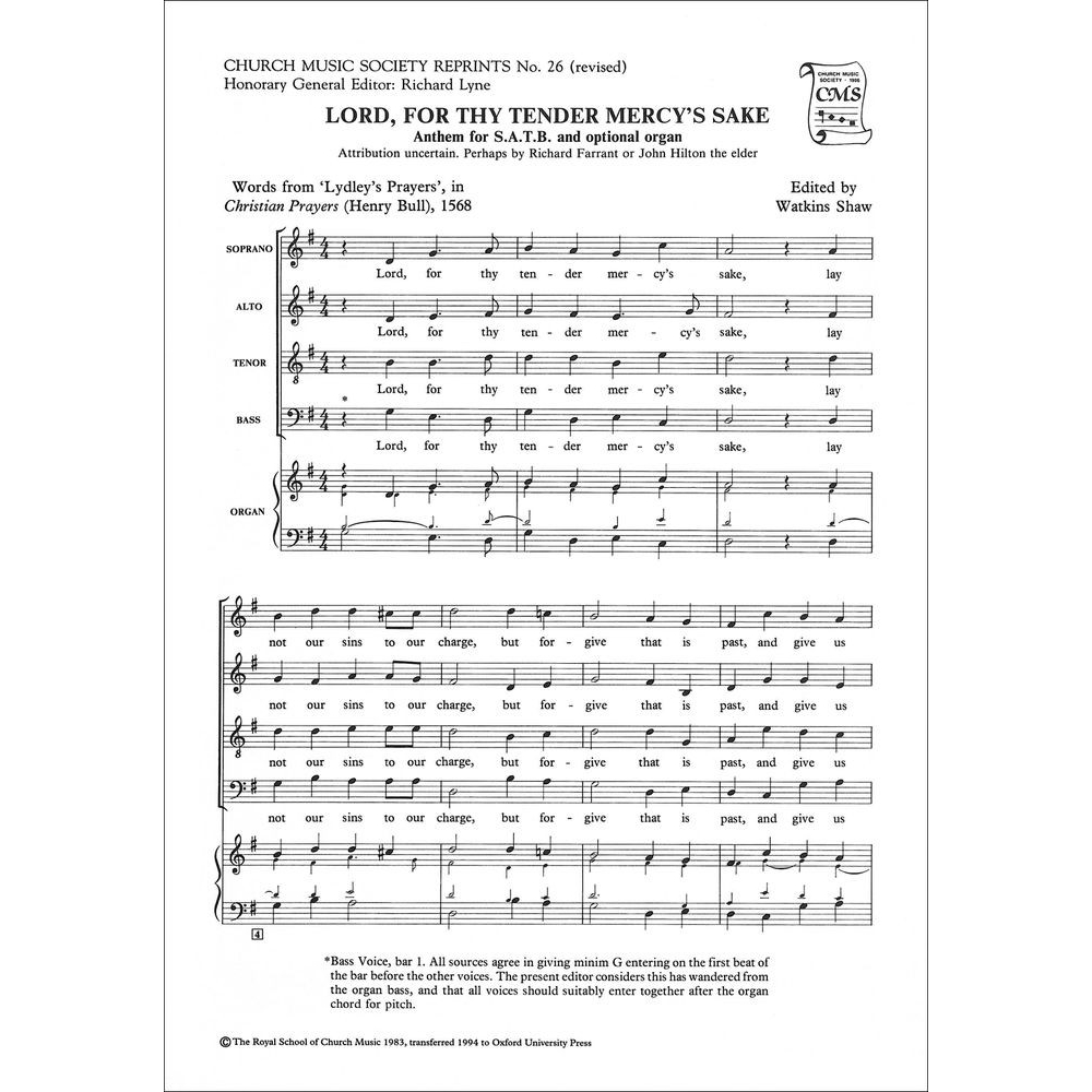 Farrant & Hilton - Lord, for thy tender mercy's sake