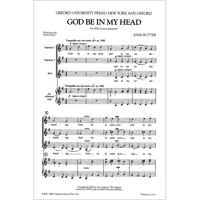 Rutter, John - God be in my head