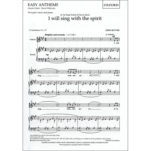 Rutter, John - I will sing with the spirit