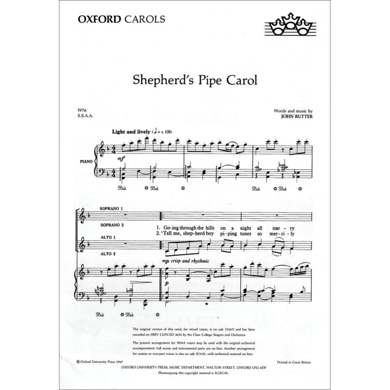 Rutter, John - Shepherd's Pipe Carol