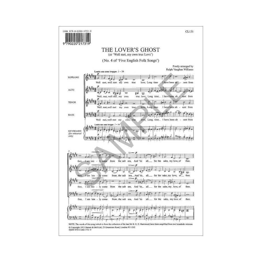 Vaughan Williams, Ralph - The Lover's Ghost