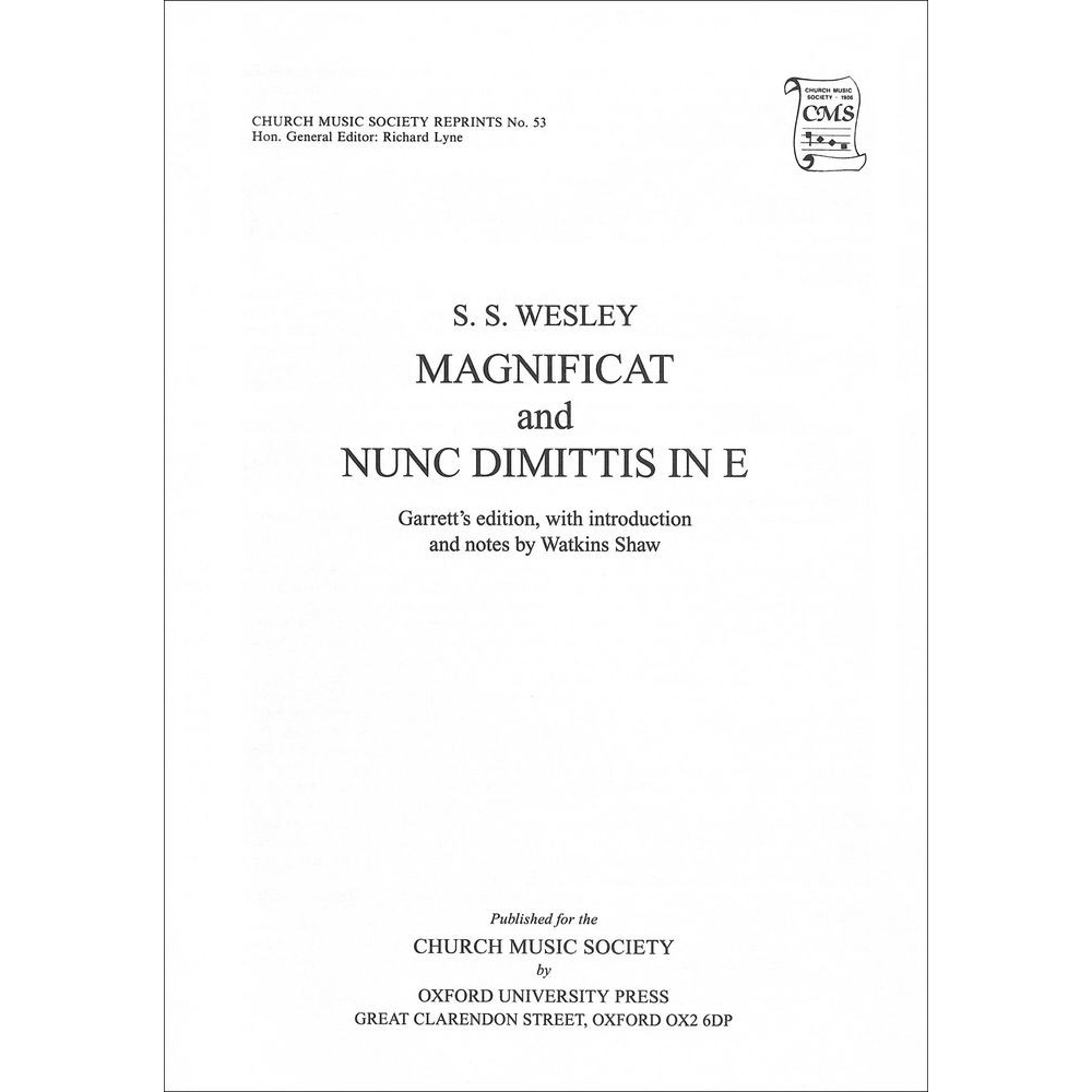 Wesley, Samuel Sebastian - Magnificat and Nunc Dimittis in E