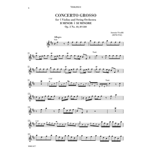Vivaldi, Antonio - Concerto for 4 Violins B minor Op. 3 No.10 RV580