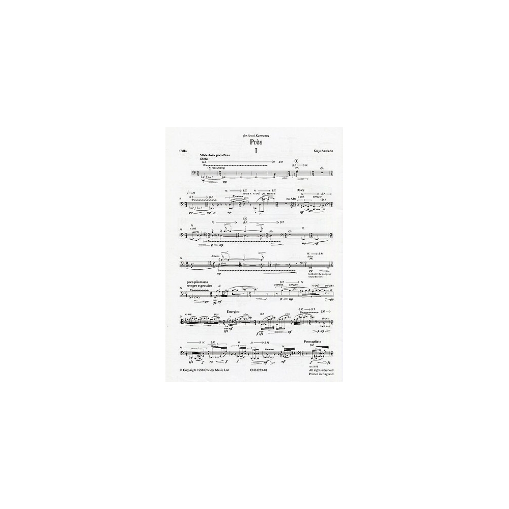 Saariaho, Kaija - Pres (Cello Part)