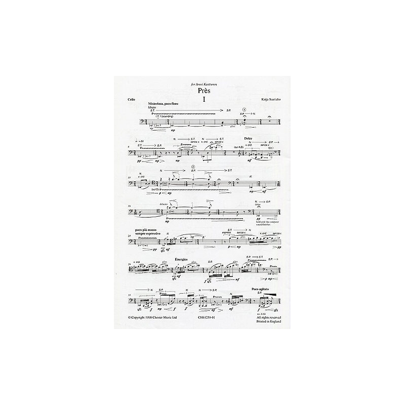 Saariaho, Kaija - Pres (Cello Part)