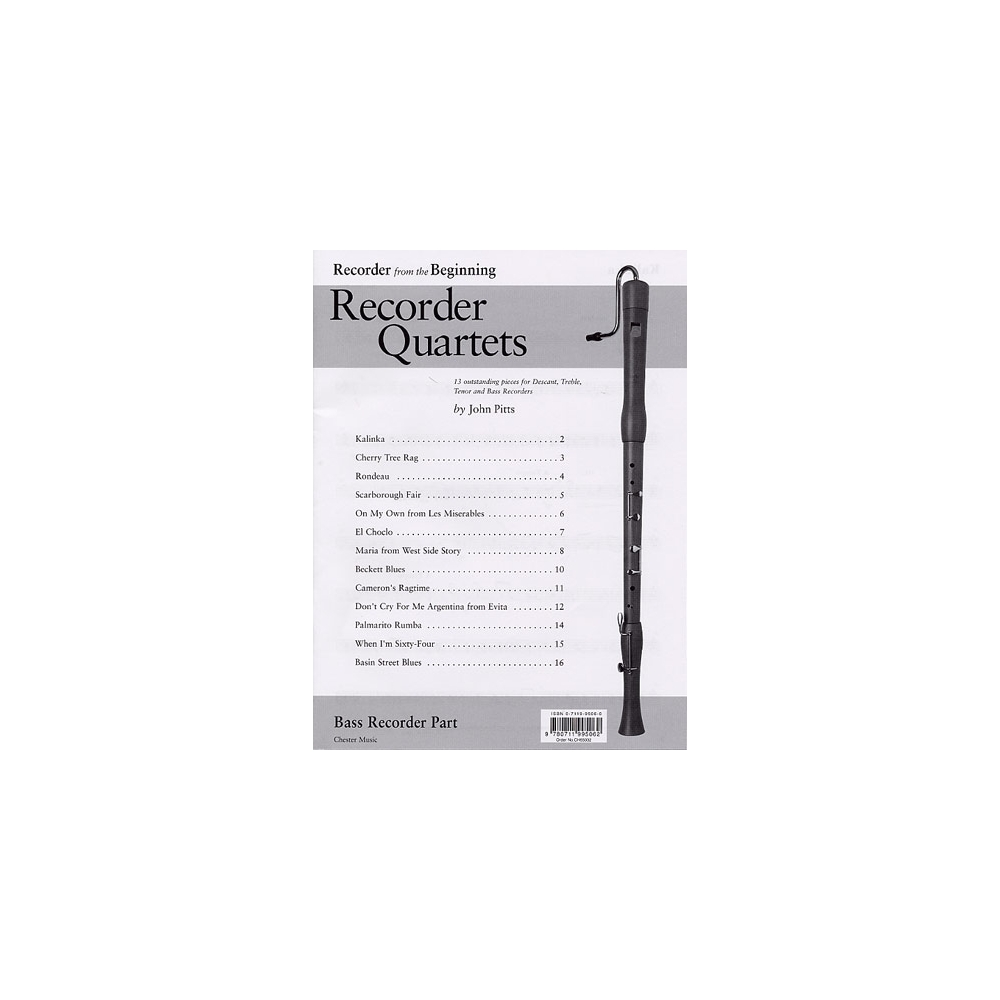 Recorder Quartets: Bass Recorder Part