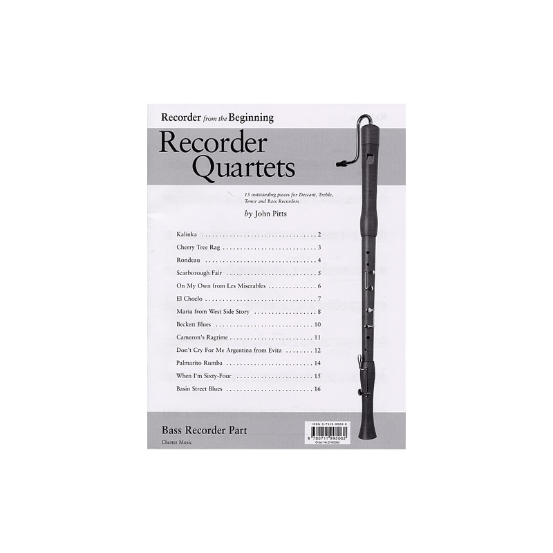 Recorder from the Beginning Recorder Quartets: Bass Recorder Part