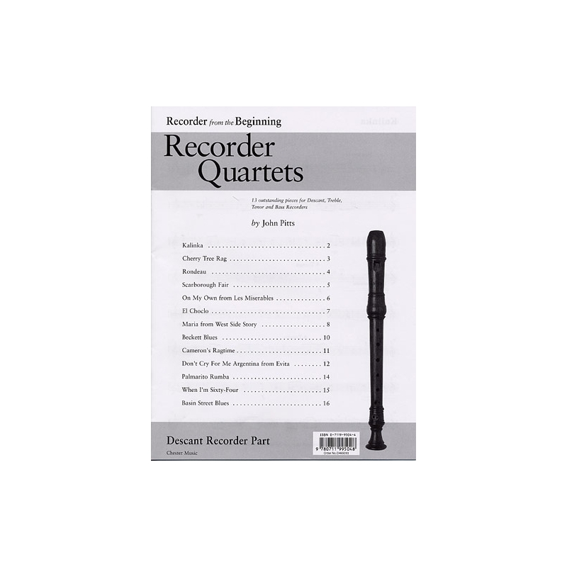 Recorder Quartets: Descant Recorder Part