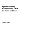 Stravinsky, Igor - Berceuses Du Chat For Voice And Piano
