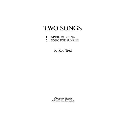 Teed, Roy - Two Songs